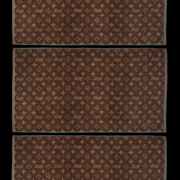SWAG BROWN MONOGRAM SKULL TOWEL