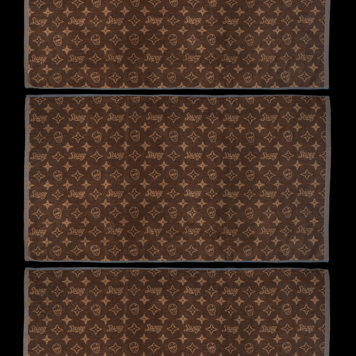 SWAG BROWN MONOGRAM SKULL TOWEL