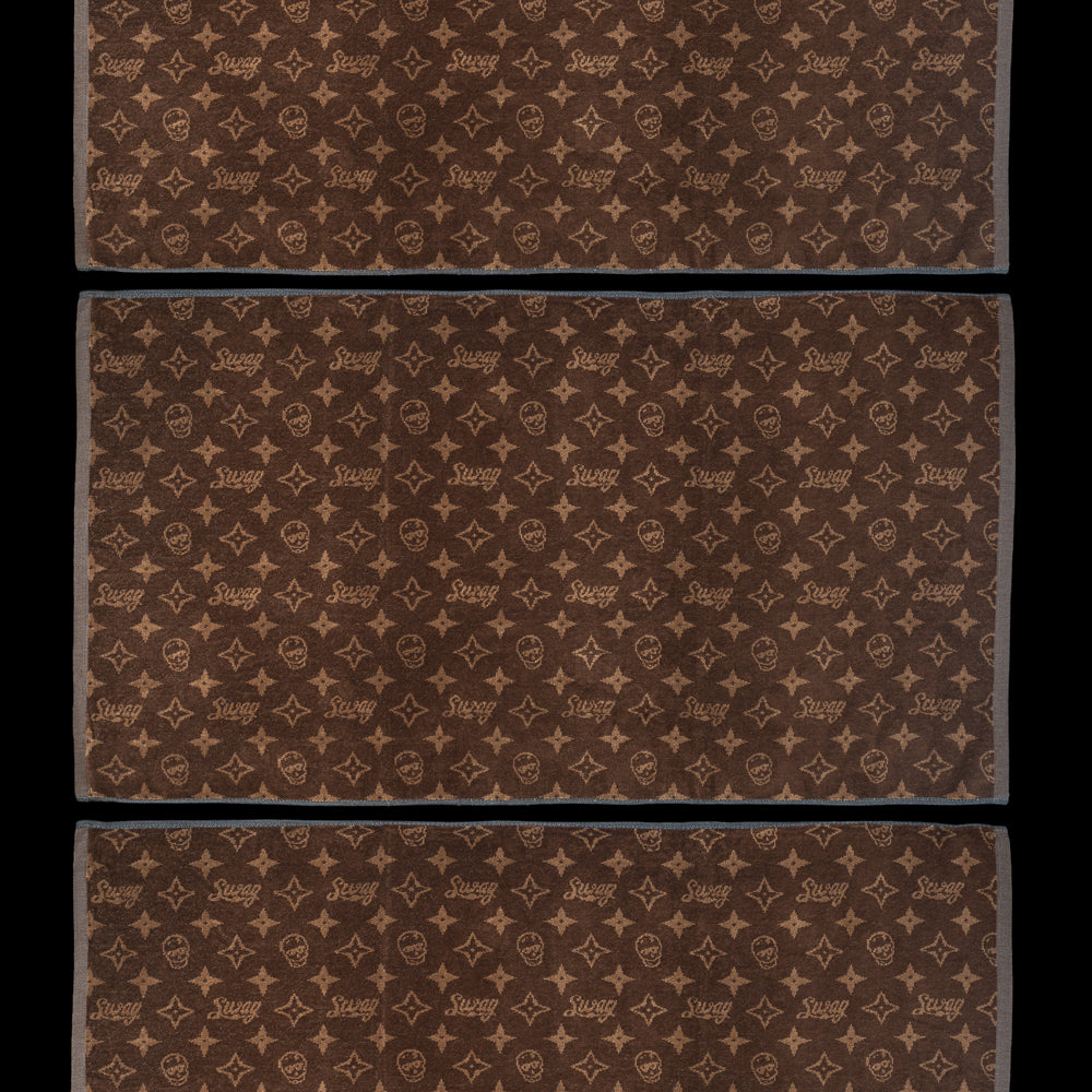 SWAG BROWN MONOGRAM SKULL TOWEL