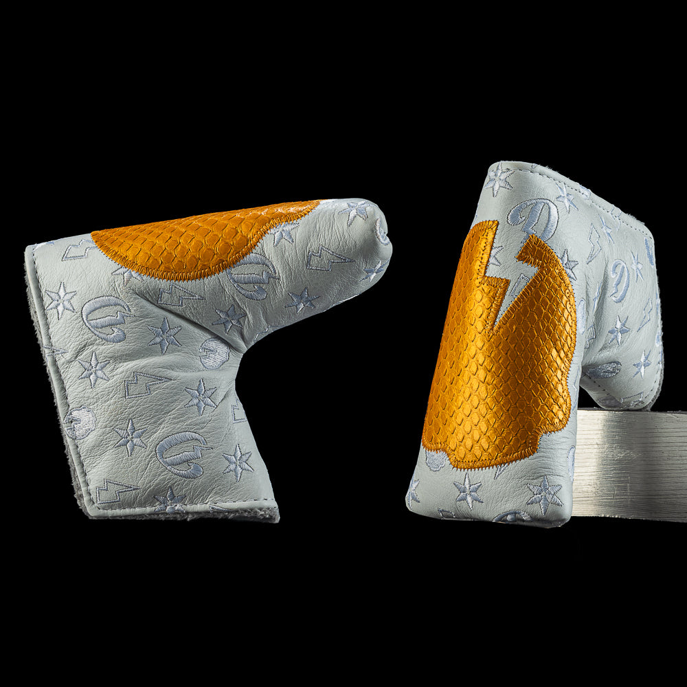 REAL DEAL PYTHON ORANGE SKULL MONOGRAM BLADE COVER