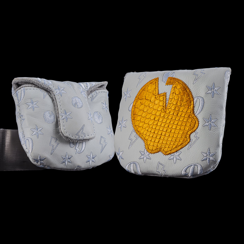 REAL DEAL PYTHON ORANGE SKULL MONOGRAM MALLET COVER